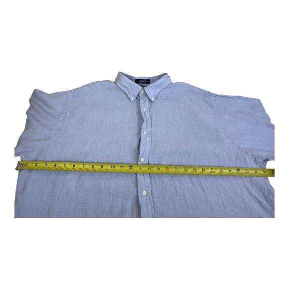 Cremieux Mens Short Sleeve Size 2XT 100% Linen Button Up Nautical Preppy Beach - Picture 9 of 12